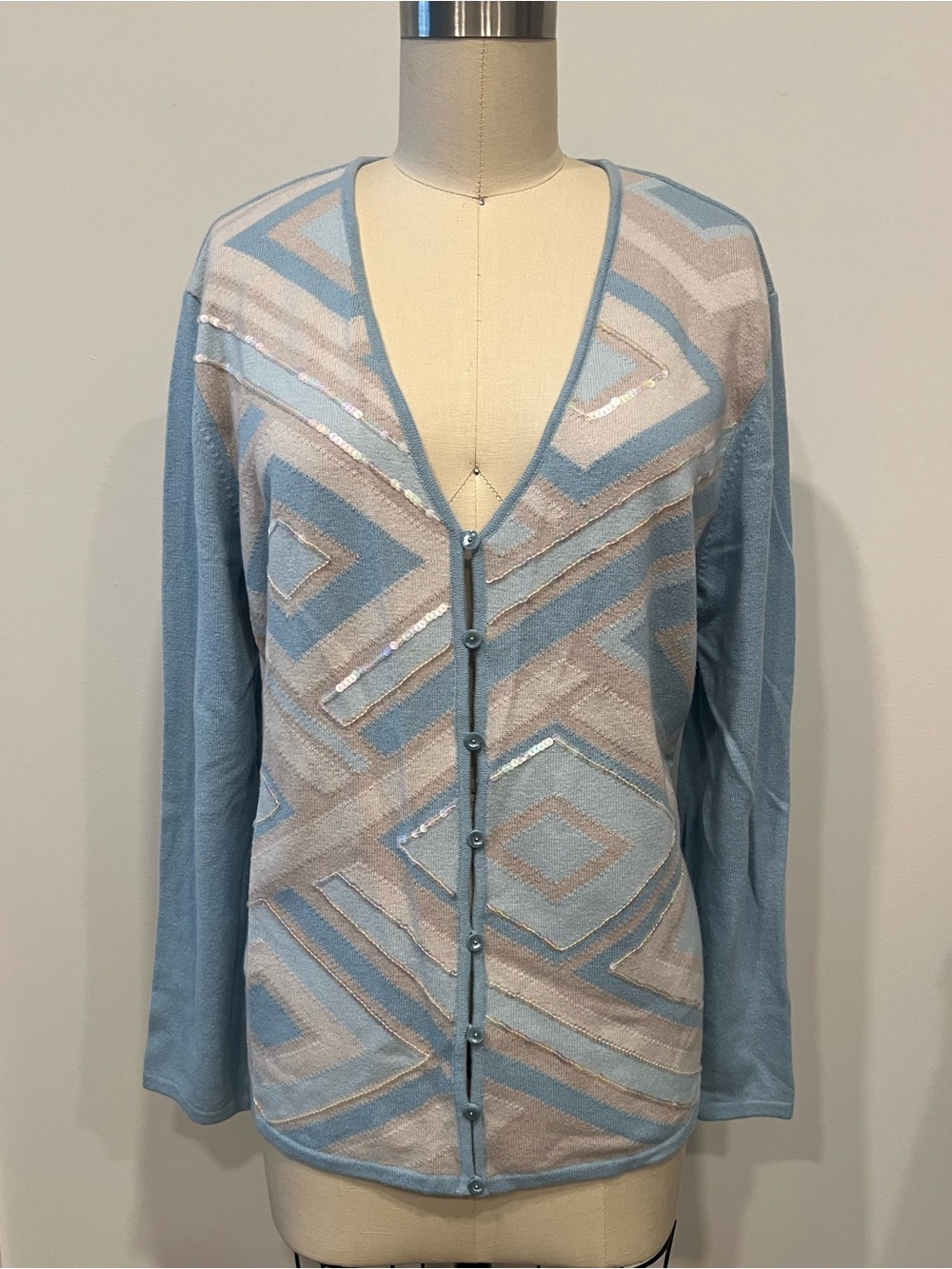 New Original Escada Geometric V-Neck Cardigan